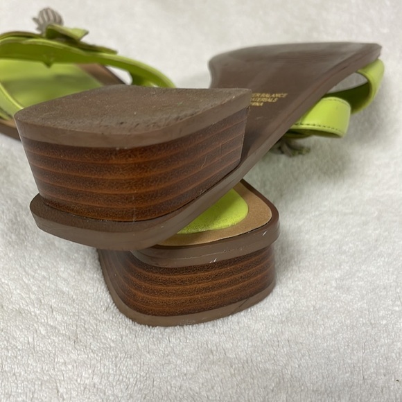 Chadwicks Bright Lime Green Leather Square Toe Flat Sandals Women's US 6M - Picture 5 of 5